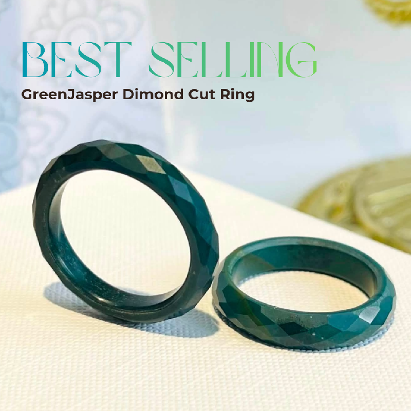 Green​Jasper Dimond Cut Ring / Women fit 